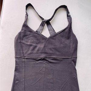 Black Lululemon Baptiste tank with satin cross straps